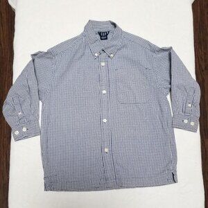 💕Gap | Kids Button Down Long Sleeve Plaid Dress Shirt Blue XS